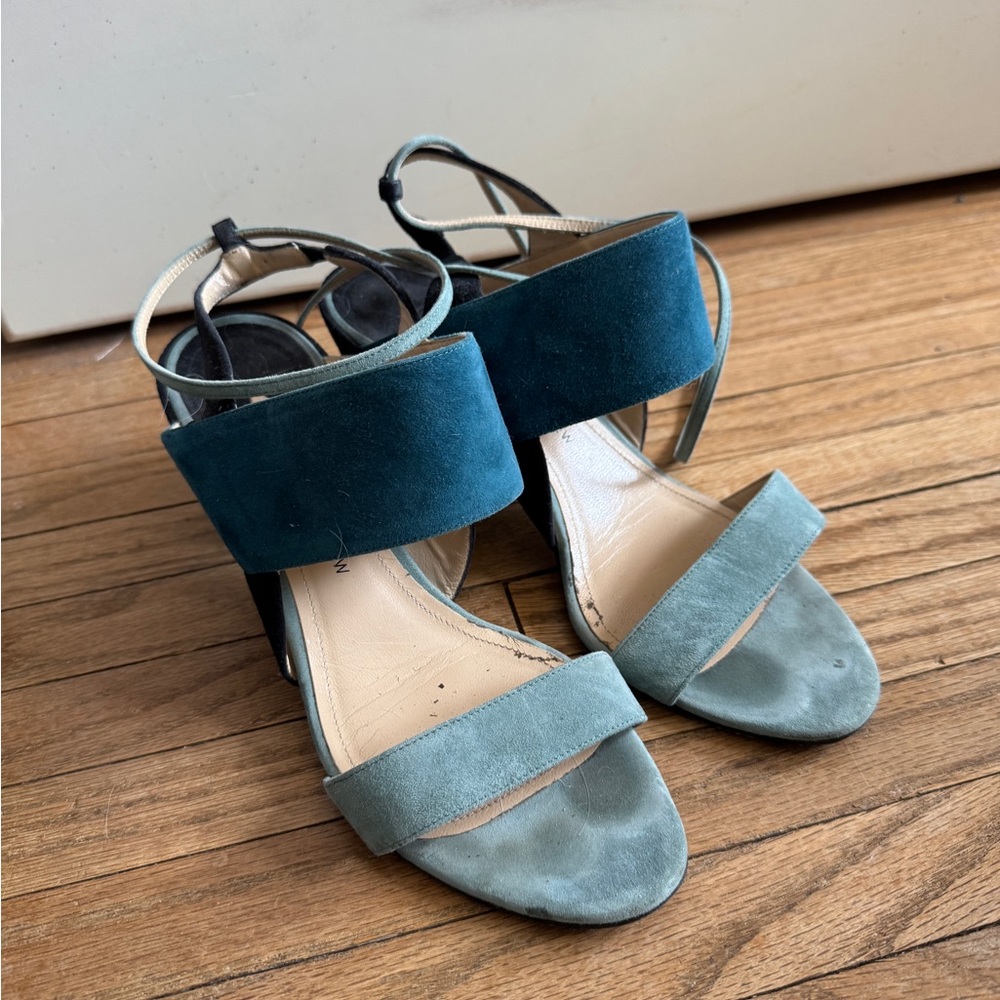 Paul Andrew Blue Sandals with Chunky Heel